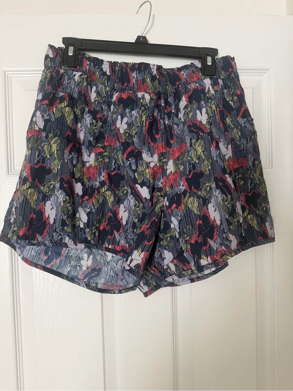 Free People Navy Floral High-Waist Pull-On Shorts